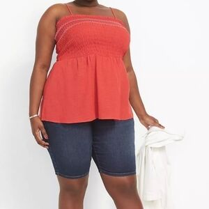 Lane Bryant Smocked Bodice Babydoll Tank Size 16